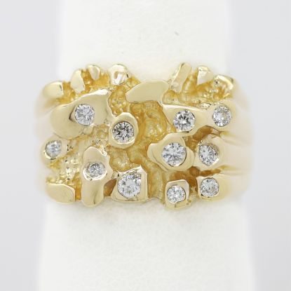 Picture of 14k Yellow Gold Diamond Nugget Ring