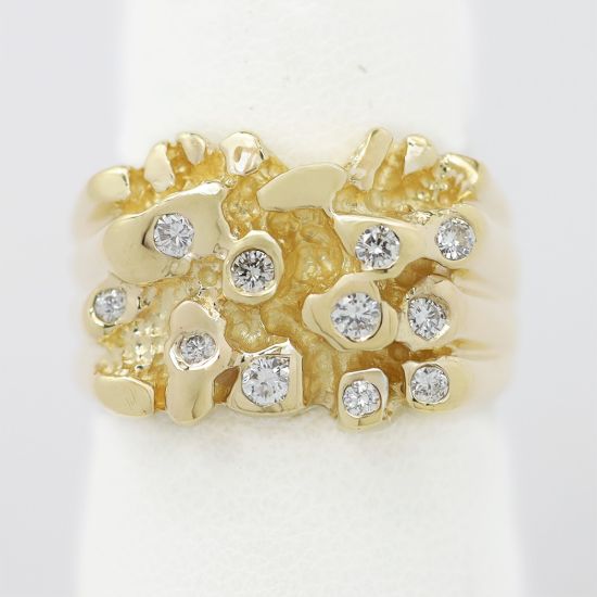 Picture of 14k Yellow Gold Diamond Nugget Ring