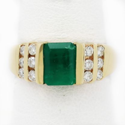 Picture of 14k Yellow Gold Emerald & Diamond Ring