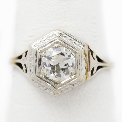 Picture of Vintage 14k White Gold Old European Cut Diamond Ring