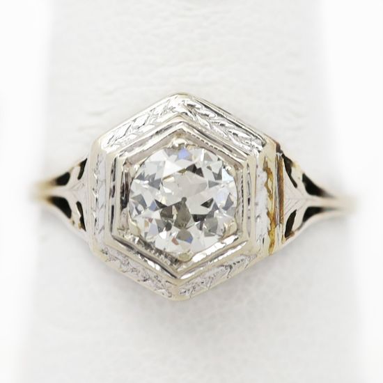Picture of Vintage 14k White Gold Old European Cut Diamond Ring