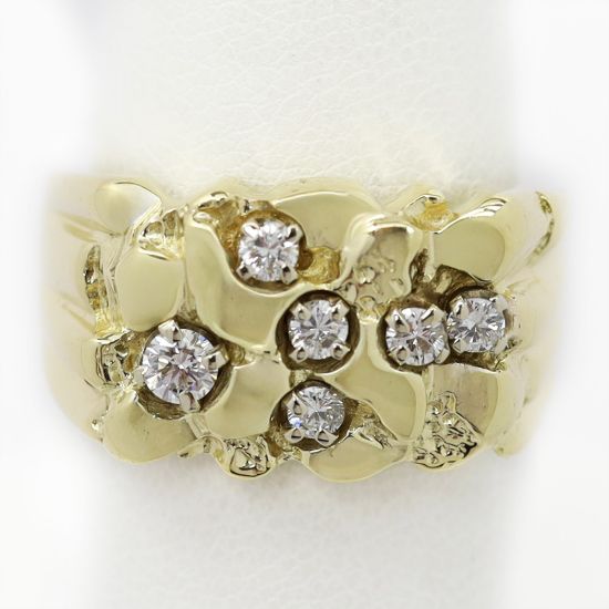 Picture of 14k Yellow Gold Diamond Nugget Ring