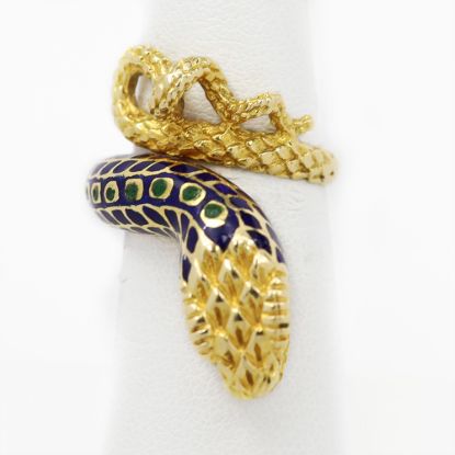 Picture of 18k Yellow Gold Enamel Snake Ring