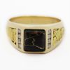 Picture of 14k Yellow Gold Black Gold in Quartz, Nugget & Diamond Ring
