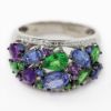 Picture of 14k White Gold Diamond, Sapphire, Tsavorite Garnet, & Amethyst Ring