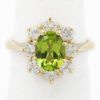 Picture of 14k Yellow Gold Oval Peridot & Diamond Halo Ring