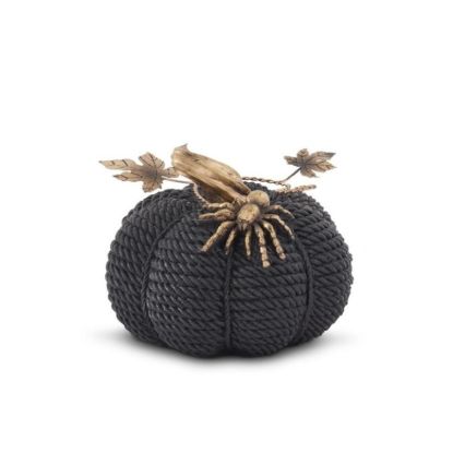 Picture of Short Resin 'Rope' Pumpkin with Golden Spider