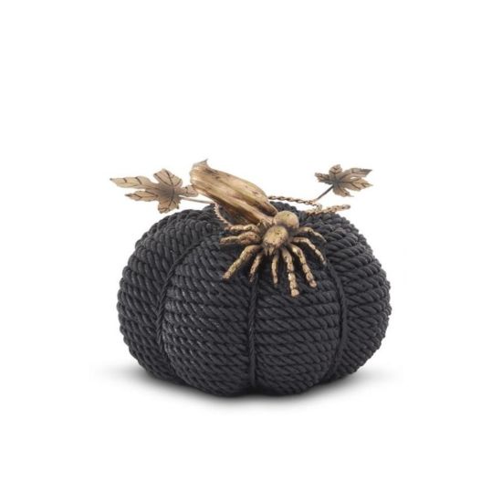 Picture of Short Resin 'Rope' Pumpkin with Golden Spider