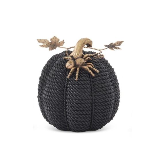 Picture of Tall Resin 'Rope' Pumpkin with Golden Spider