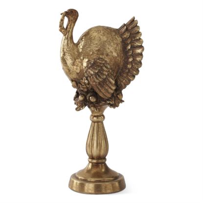 Picture of Golden Turkey on Pedestal Decoration