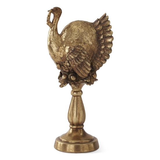 Picture of Golden Turkey on Pedestal Decoration