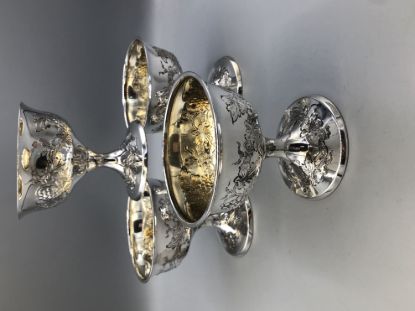 Picture of Set of 4 Sterling Silver Cocktail / Sherbet Cups by A G Shultz, Grape Vine Motif