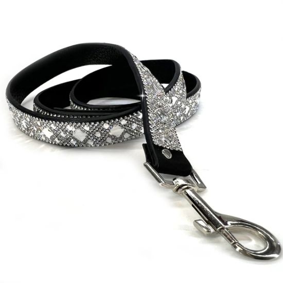Picture of Jacqueline Kent 'Diamonds in the Ruff' Silver Bejeweled Dog Leash