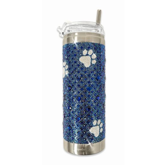 Picture of 'Diamonds in the Ruff Collection' Navy Crystal Tumbler with Silver Paw Prints