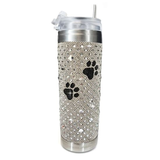 Picture of 'Diamonds in the Ruff Collection' AB Crystal Tumbler with Black Paw Prints