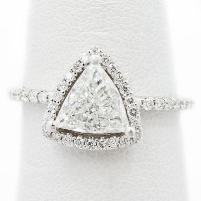 Picture of 14k White Gold Brilliant Triangle Cut Diamond Halo Ring