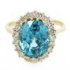 Picture of 14k Yellow Gold Oval Zircon & Diamond Halo Ring
