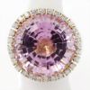 Picture of 14k Yellow Gold Round Kunzite & Brilliant Diamond Halo Ring