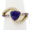 Picture of 14k Yellow Gold Tanzanite, Amethyst & Diamond Ring
