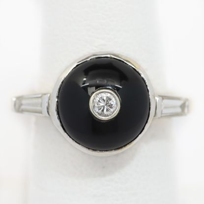 Picture of 18k Two Tone Gold Cabochon Onyx & Diamond Ring