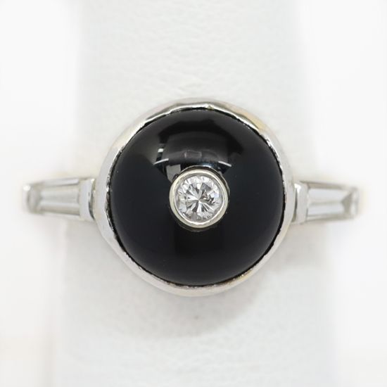 Picture of 18k Two Tone Gold Cabochon Onyx & Diamond Ring