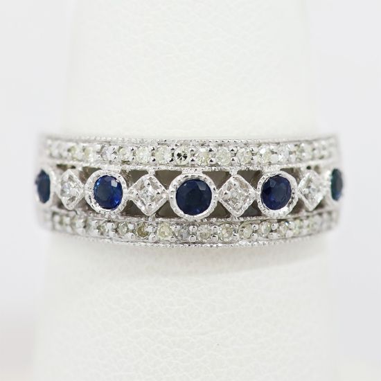 Picture of 14k White Gold Sapphire & Diamond Ring