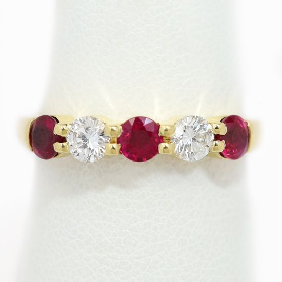 Picture of 14k Yellow Gold Ruby & Diamond Band