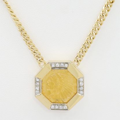 Picture of 14k Yellow Gold US Gold Coin & Diamond Necklace