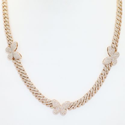 Picture of 18k Rose Gold Pavé Set Brilliant Diamond Butterfly Necklace