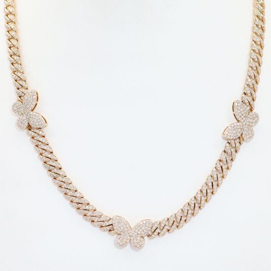 Picture of 18k Rose Gold Pavé Set Brilliant Diamond Butterfly Necklace