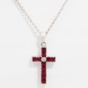 Picture of 14k White Gold Ruby & Diamond Cross Pendant