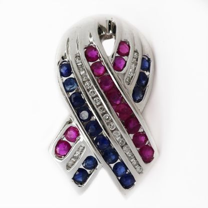 Picture of 10k White Gold Ruby, Sapphire & Diamond Tie Tack