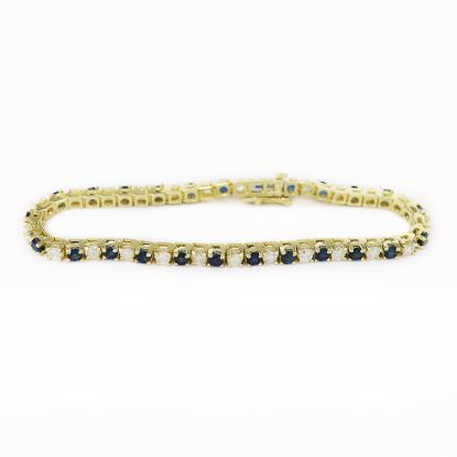 Picture of 14k Yellow Gold Sapphire & Diamond Line Tennis Bracelet