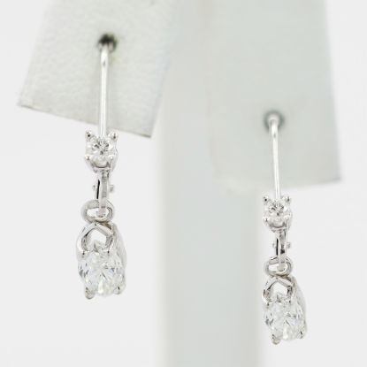 Picture of 14k White Gold Diamond Leverback Dangle Earrings