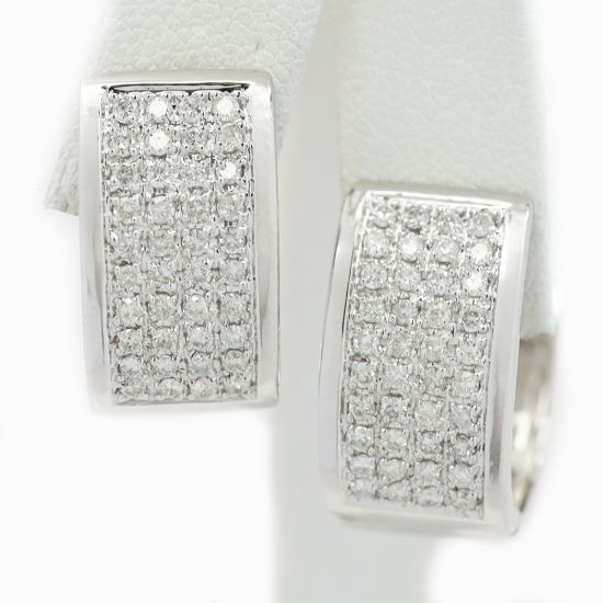 Picture of 14k White Gold Diamond Half Hoop Earrings