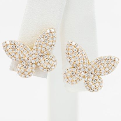 Picture of 18k Rose Gold Pavé Set Brilliant Diamond Butterfly Stud Earrings