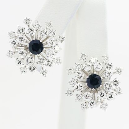Picture of 18k/14k White Gold Diamond & Sapphire Earrings