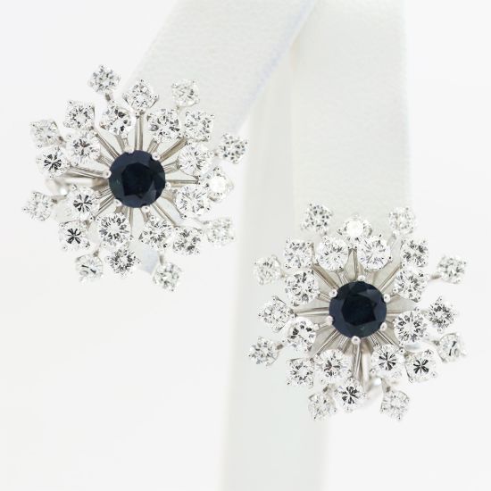 Picture of 18k/14k White Gold Diamond & Sapphire Earrings