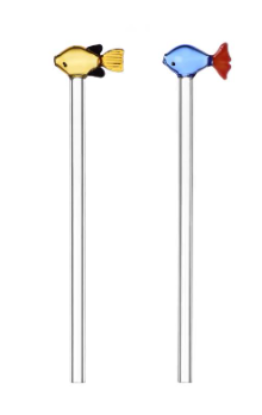 Picture of New 2 Straws Blue & Amber Fish