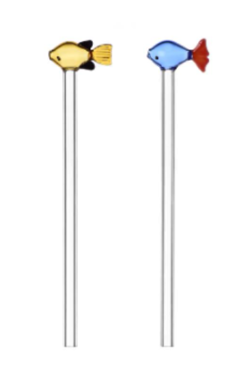 Picture of New 2 Straws Blue & Amber Fish