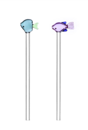 Picture of New 2 Straws Lilac & Green Fish