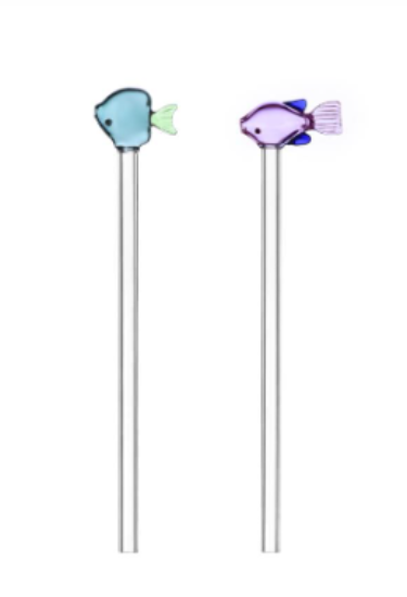 Picture of New 2 Straws Lilac & Green Fish
