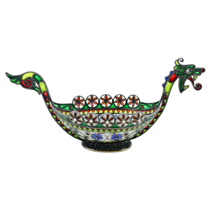 Picture of Rare Marius Hammer Norway Sterling Silver & Plique-à-Jour Viking Boat