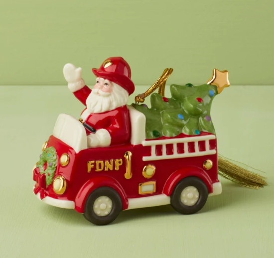Picture of Lenox Santa In Fire Truck Ornament