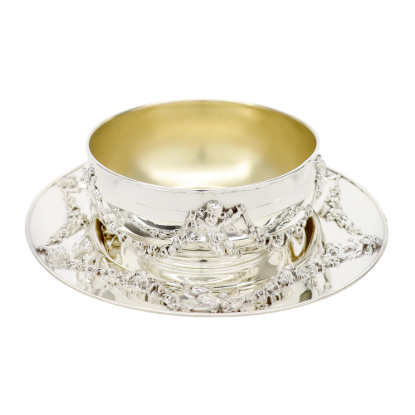 Picture of Antique 2-Piece Sterling Silver Nursery Set with Fairy and Floral Garland Motif