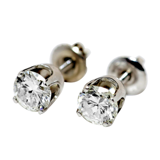 Picture of 1.15ct Round Brilliant Cut Diamond Solitaire Earrings, 14k White Gold