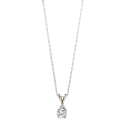 Picture of 14K White Gold Solitaire Diamond Necklace