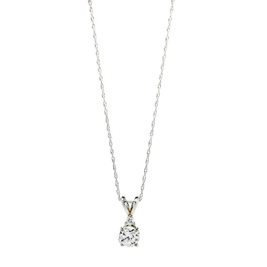 Picture of 14K White Gold Solitaire Diamond Necklace