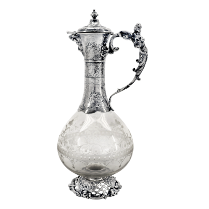 Picture of Small Antique German .800 Silver & Crystal Claret Jug