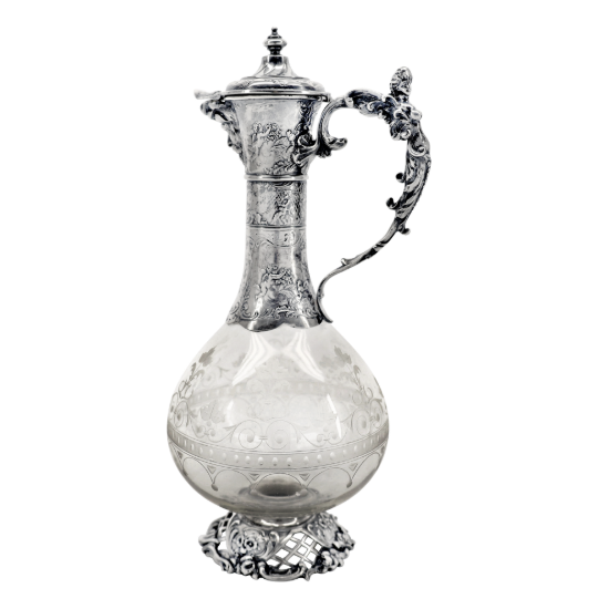 Picture of Small Antique German .800 Silver & Crystal Claret Jug